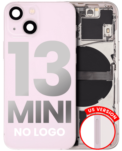 Back Housing W/ Small Components Pre-Installed Compatible For iPhone 13 Mini (US Version) (No Logo) (Aftermarket Plus) (Pink)