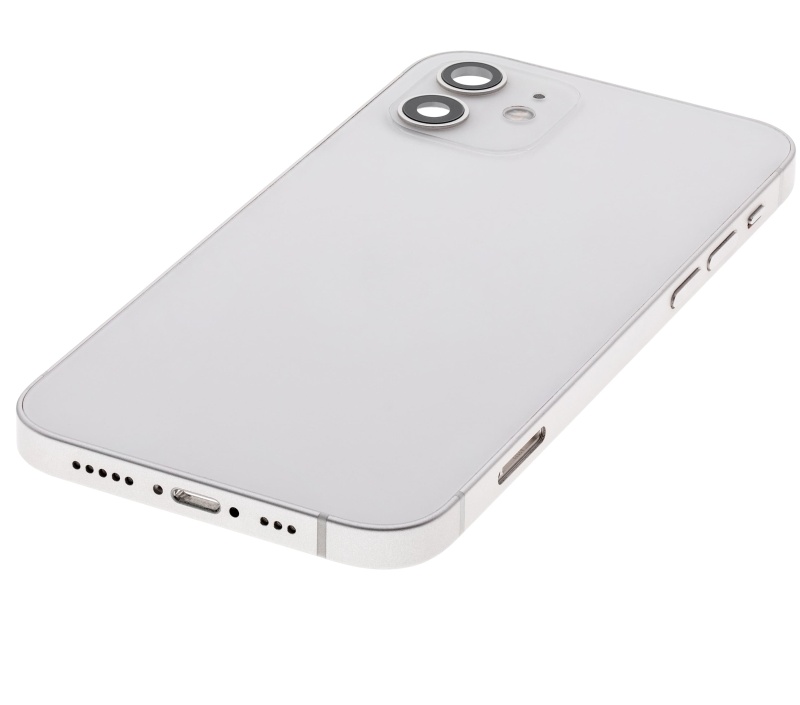Back Housing W/ Small Components Pre-Installed Compatible For iPhone 12 (US Version) (Used OEM Pull: Grade C) (White)