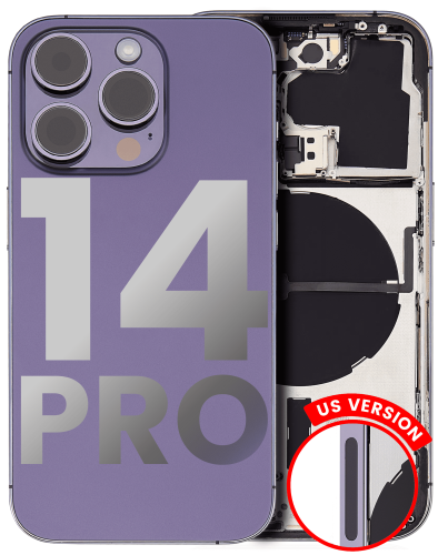 Back Housing W/ Small Pre-Installed Compatible For iPhone 14 Pro (U.S Version) (Used OEM Pull: Grade C) (Deep Purple)