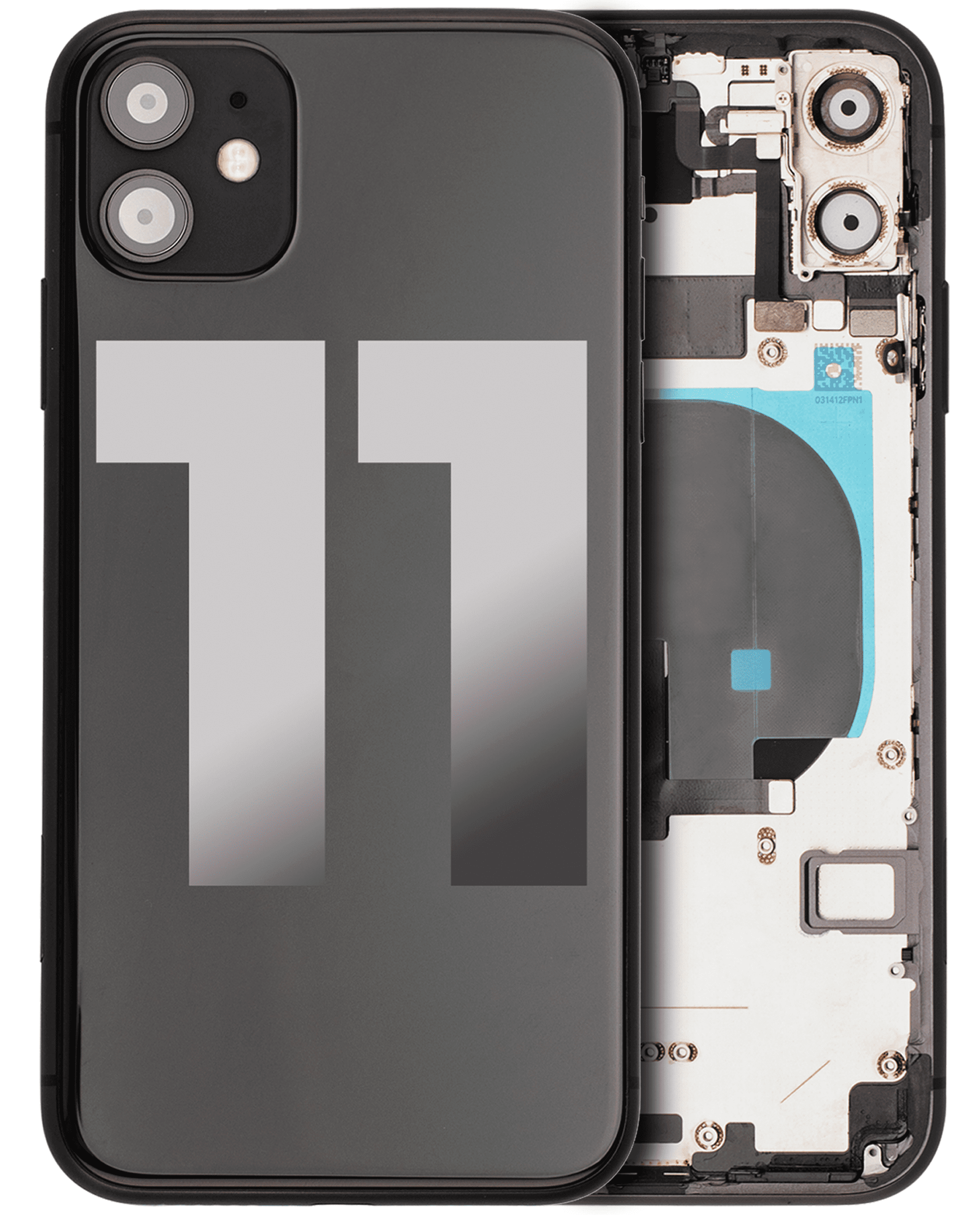 Back Housing W/ Small Components Pre-Installed Compatible For iPhone 11 (Used OEM Pull: Grade B) (Black)