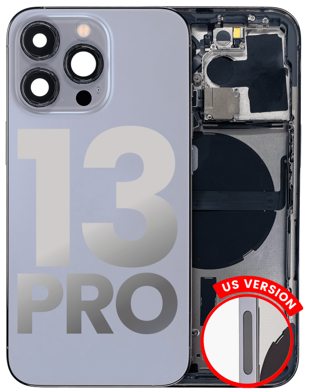 Back Housing W/ Small Components Pre-Installed Compatible For iPhone 13 Pro (US Version) (Used OEM Pull: Grade B) (Sierra Blue)