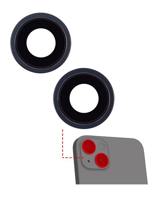Back Camera Lens With Bracket & Bezel Compatible For iPhone 14 / 14 Plus (2 Piece Set) (Aftermarket Plus) (Midnight)