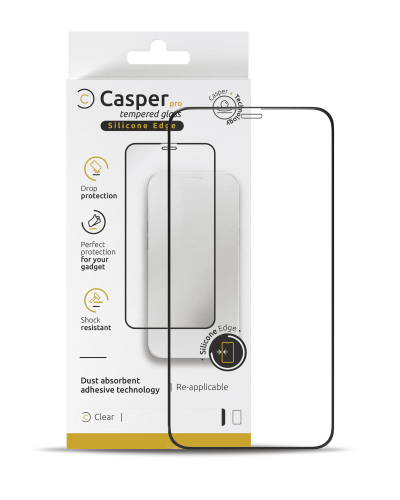 Casper Pro Silicone Tempered Glass Compatible For iPhone 15 Plus (Retail Pack) (Clear)