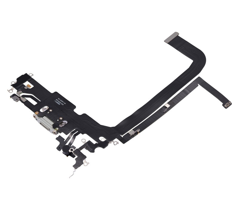 Charging Port Flex Cable Compatible For iPhone 13 Pro Max (Used OEM Pull) (Silver)