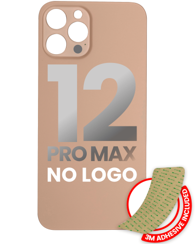 Back Glass With 3M Adhesive Compatible For iPhone 12 Pro Max (No Logo / Large Camera Hole) (Gold)