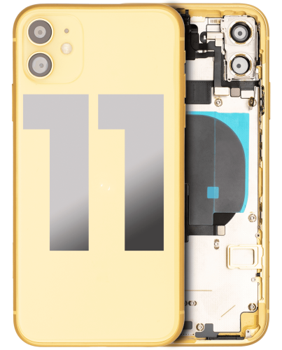 Back Housing W/ Small Components Pre-Installed Compatible For iPhone 11 (Used OEM Pull: Grade A) (Yellow)