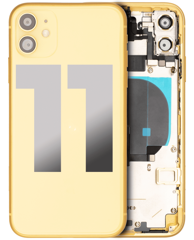 Back Housing W/ Small Components Pre-Installed Compatible For iPhone 11 (Used OEM Pull: Grade A) (Yellow)