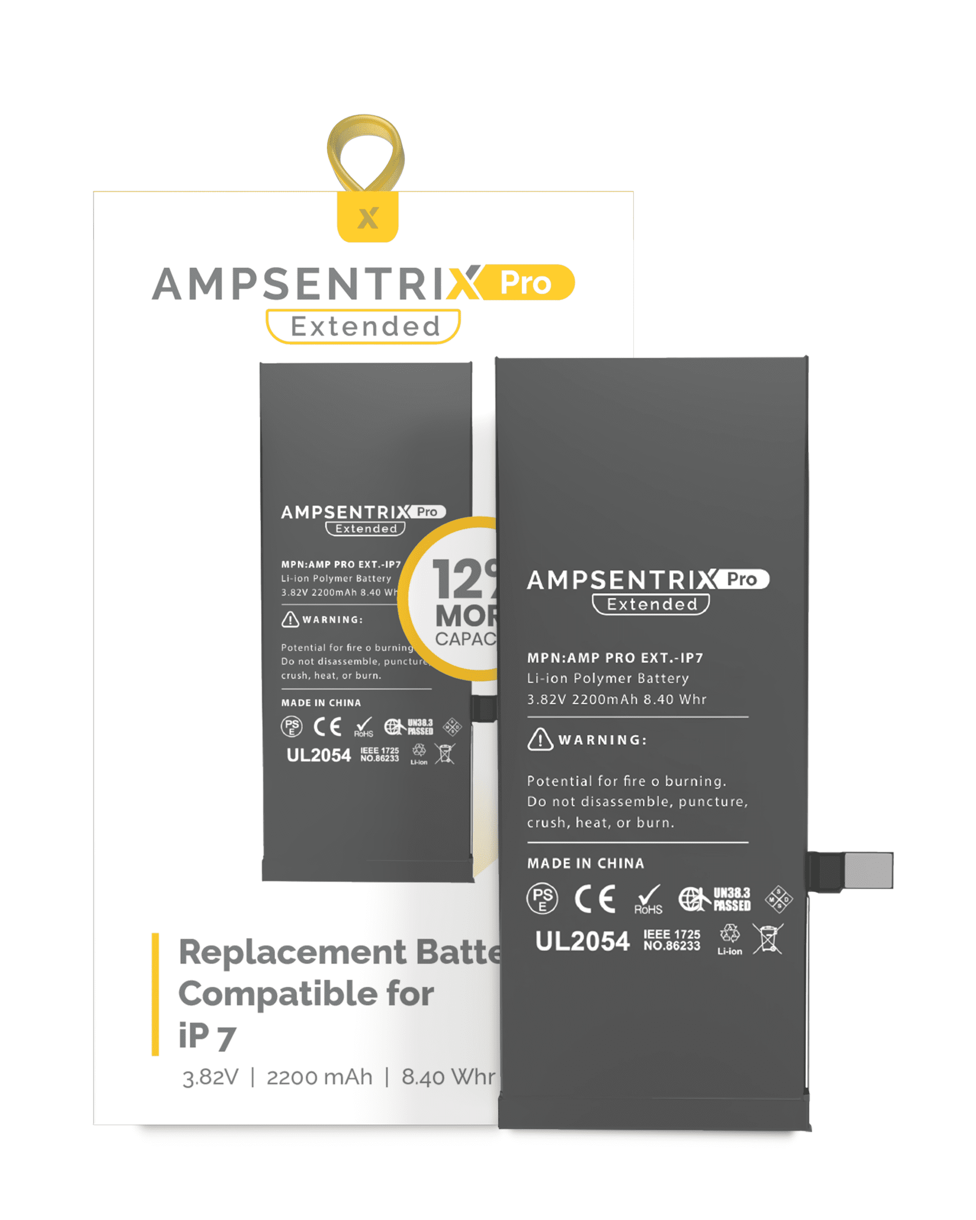 Extended Capacity Replacement Battery Compatible For iPhone 7 (AmpSentrix Pro Extended)