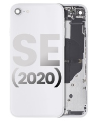 Back Housing W/ Small Components Pre-Installed Compatible For iPhone SE (2020) (Used OEM Pull: Grade C) (White)