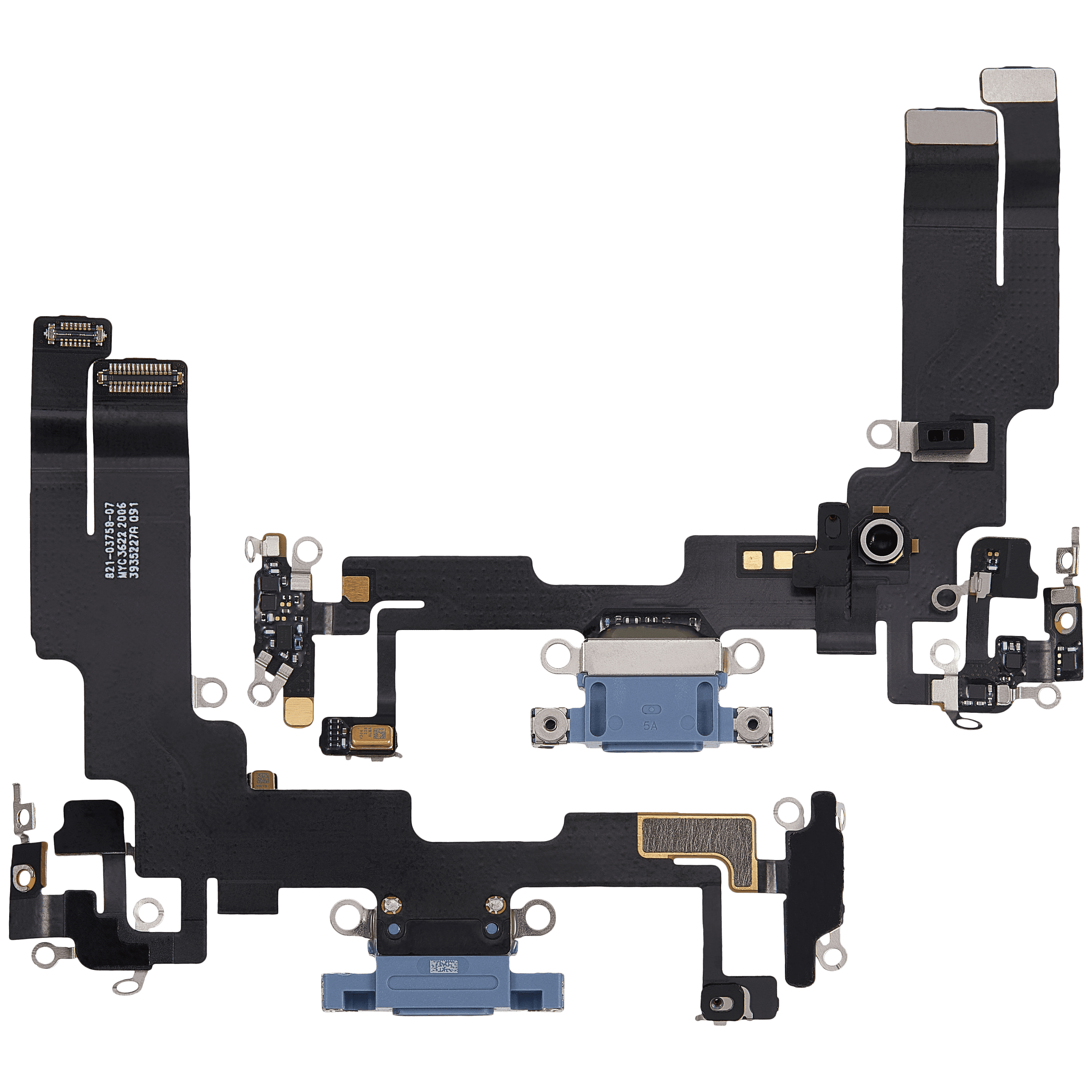 Charging Port Flex Cable Compatible For iPhone 14 (Used OEM Pull) (Blue)