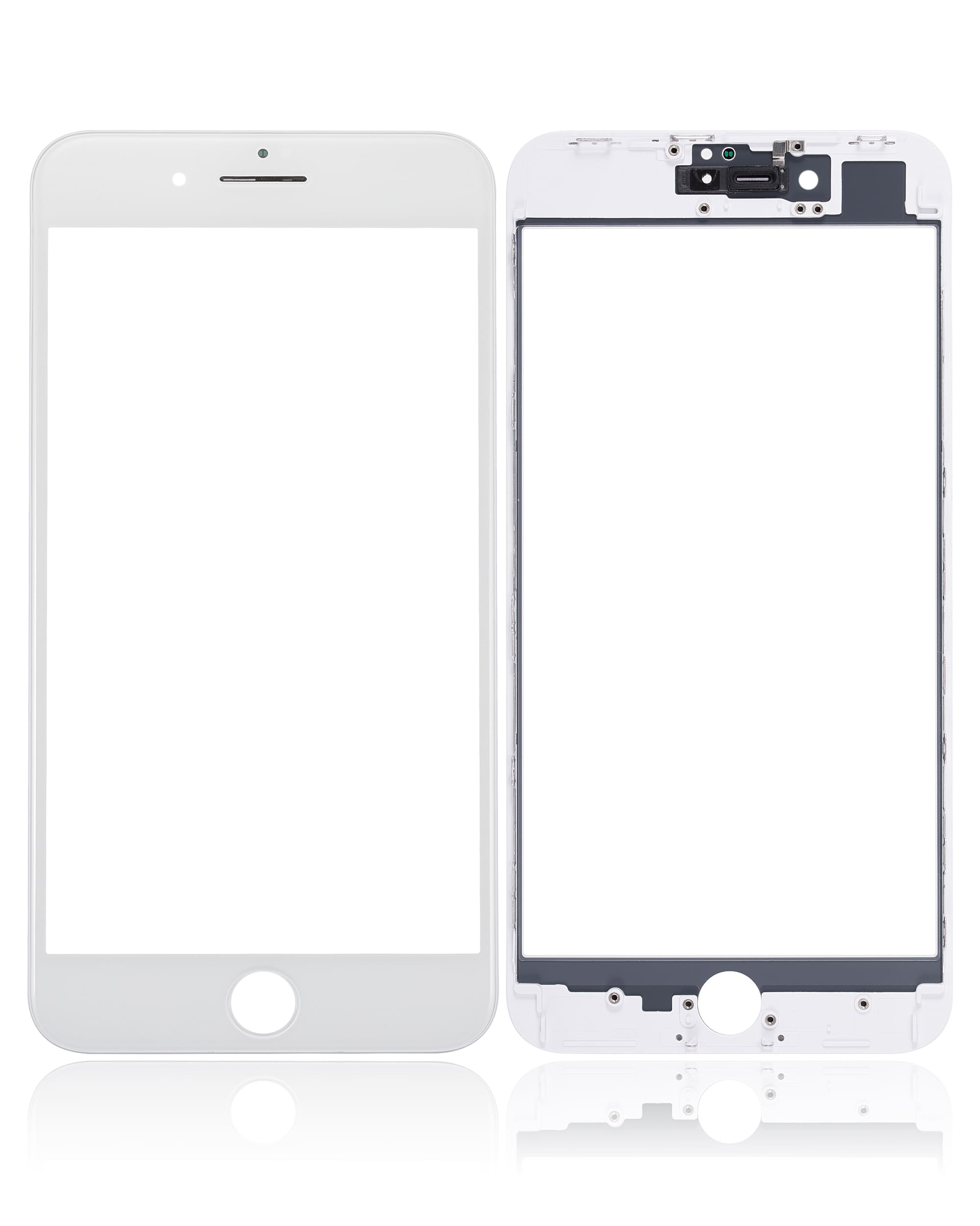 3 in 1 (Front Glass + Frame + OCA Pre-Installed) Compatible For iPhone 8 Plus (White) (2 Pack) (OCA Master)