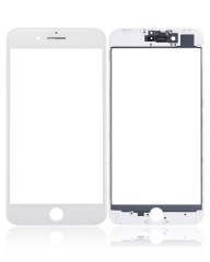 3 in 1 (Front Glass + Frame + OCA Pre-Installed) Compatible For iPhone 8 Plus (White) (2 Pack) (OCA Master)