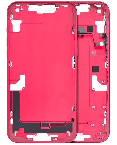 Mid-Frame Housing With Power And Volume Button Compatible For iPhone 14 Plus (Used OEM Pull: Grade B) (U.S. Version) (Red)