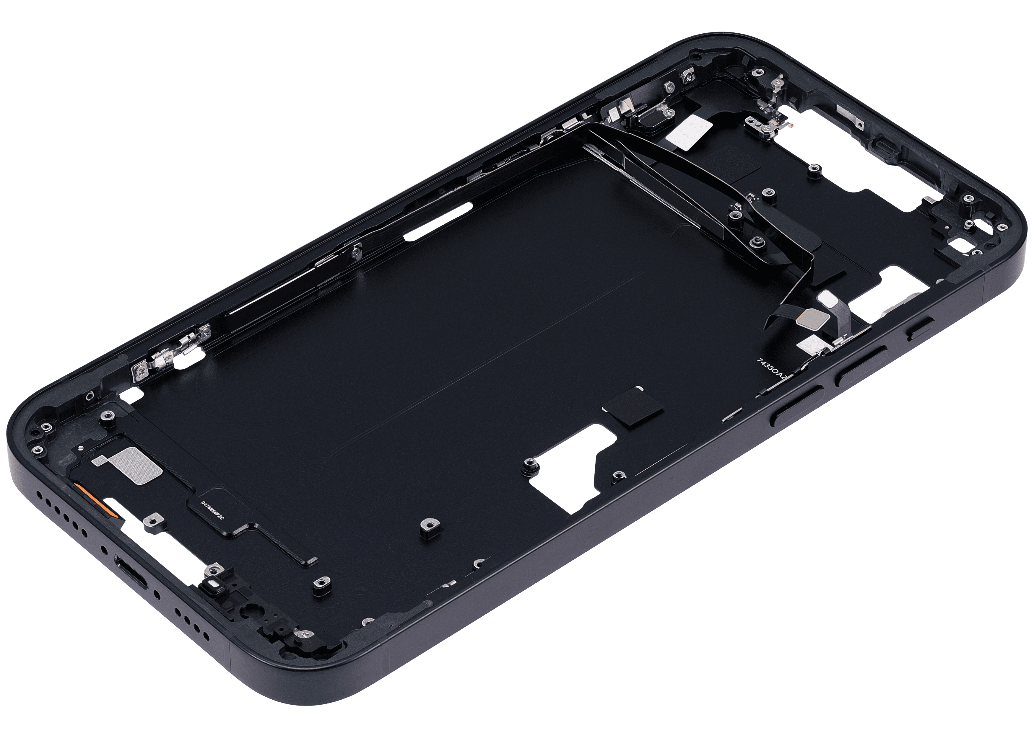 Mid-Frame Housing With Power And Volume Button Compatible For iPhone 14 Plus (US Version) (Aftermarket Plus) (Midnight)