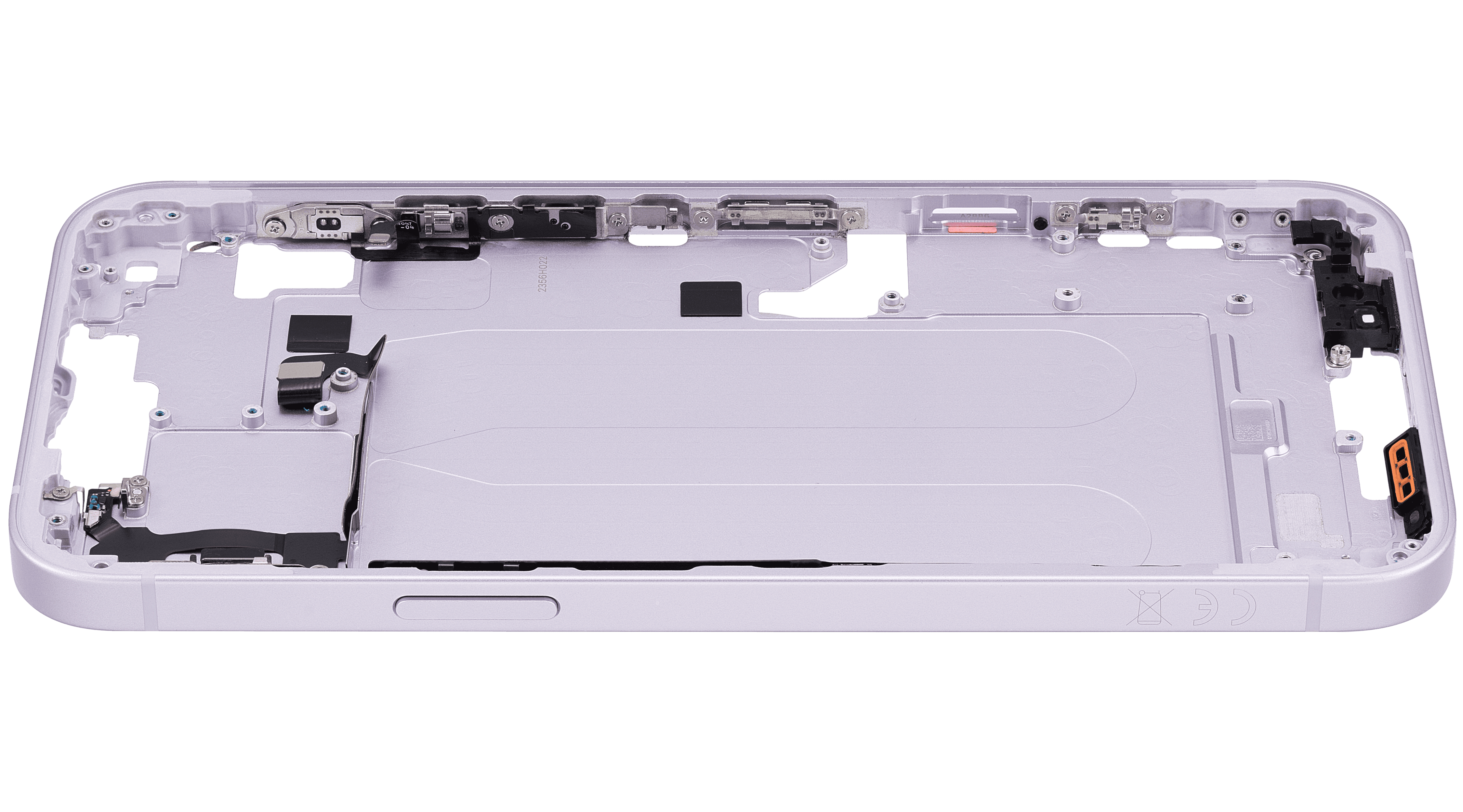 Mid-Frame Housing With Power And Volume Button Compatible For iPhone 14 Plus (International Version) (Used OEM Pull: Grade A) (Purple)