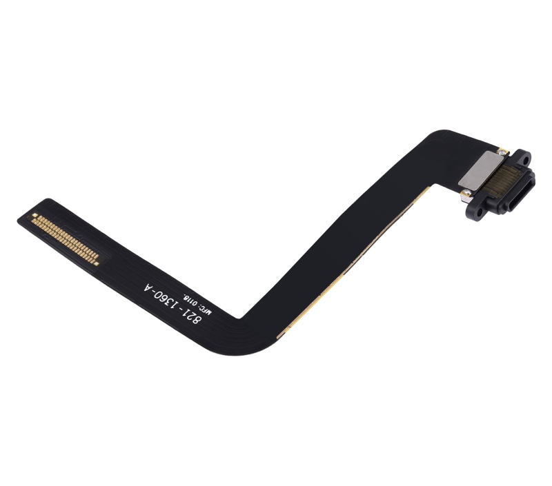 Charging Port Flex Cable Compatible For iPad Air 1 / iPad 5 (2017) / iPad 6 (2018) (Soldering Required) (Aftermarket Plus) (Black)