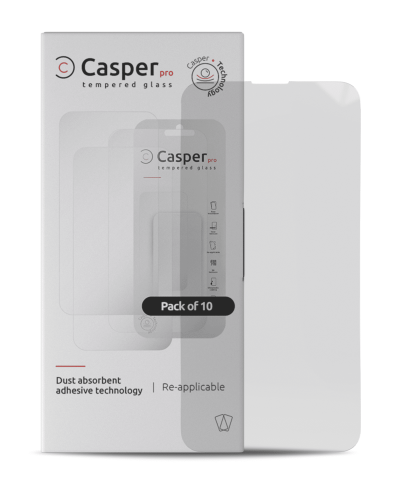 Casper Pro Tempered Glass Compatible For iPhone 15 (10 Pack) (Clear)