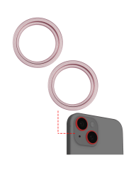 Back Camera Bezel Ring Only Compatible For iPhone 15 / 15 Plus (Pink) (2 Piece Set)