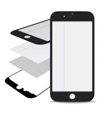 Glass with Frame / OCA / Polarizer Pre-Installed Compatible For iPhone 8 Plus (Black)