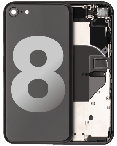 Back Housing W/ Small Components Pre-Installed Compatible For iPhone 8 (Used OEM Pull: Grade C) (Space Gray)