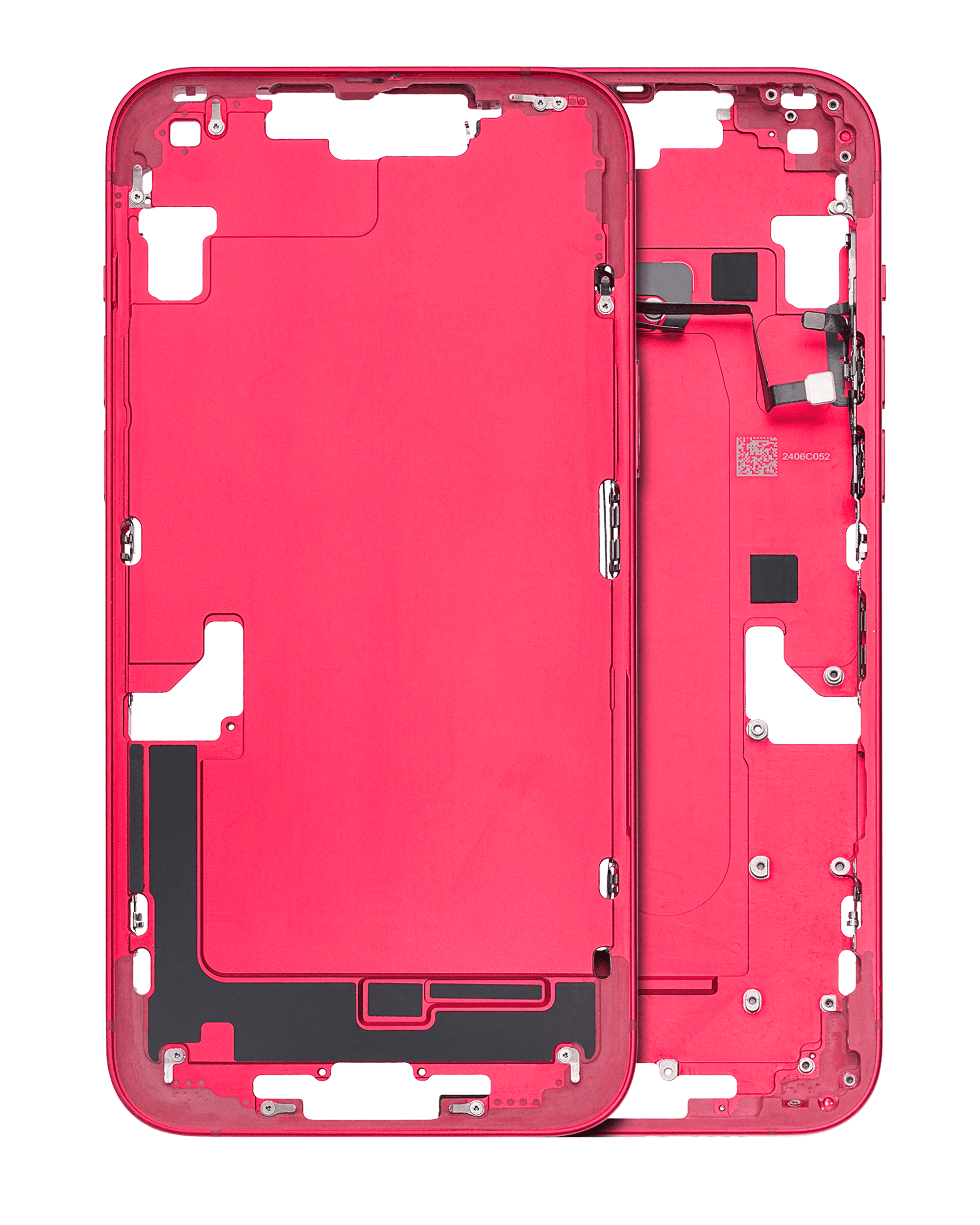 Mid-Frame Housing With Power And Volume Button Compatible For iPhone 14 Plus (US Version) (Used OEM Pull: Grade A) (Red)