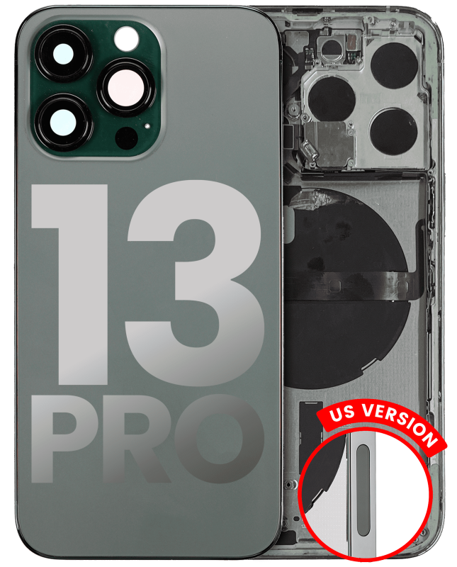 Back Housing W/ Small Components Pre-Installed Compatible For iPhone 13 Pro (US Version) (Used OEM Pull: Grade C) (Alpine Green)