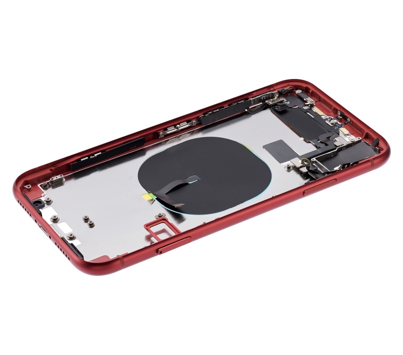 Back Housing W/ Small Components Pre-Installed (Without Back Cover) Compatible For iPhone 11 (Red)