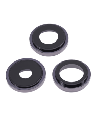 Back Camera Lens With Bracket & Bezel Compatible For iPhone 14 Pro / 14 Pro Max (Deep Purple) (3 Piece Set) (Aftermarket Plus)