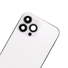 Back Housing W/ Small Components Pre-Installed Compatible For iPhone 13 Pro Max (US Version) (Used OEM Pull: Grade B) (Silver)