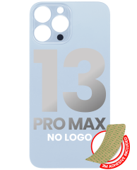 Back Glass With 3M Adhesive Compatible For iPhone 13 Pro Max (No Logo / Large Camera Hole) (Sierra Blue)