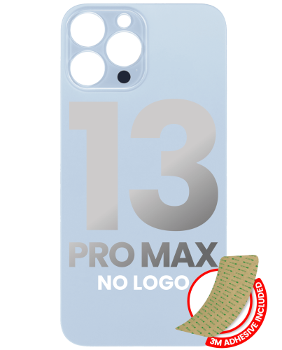Back Glass With 3M Adhesive Compatible For iPhone 13 Pro Max (No Logo / Large Camera Hole) (Sierra Blue)