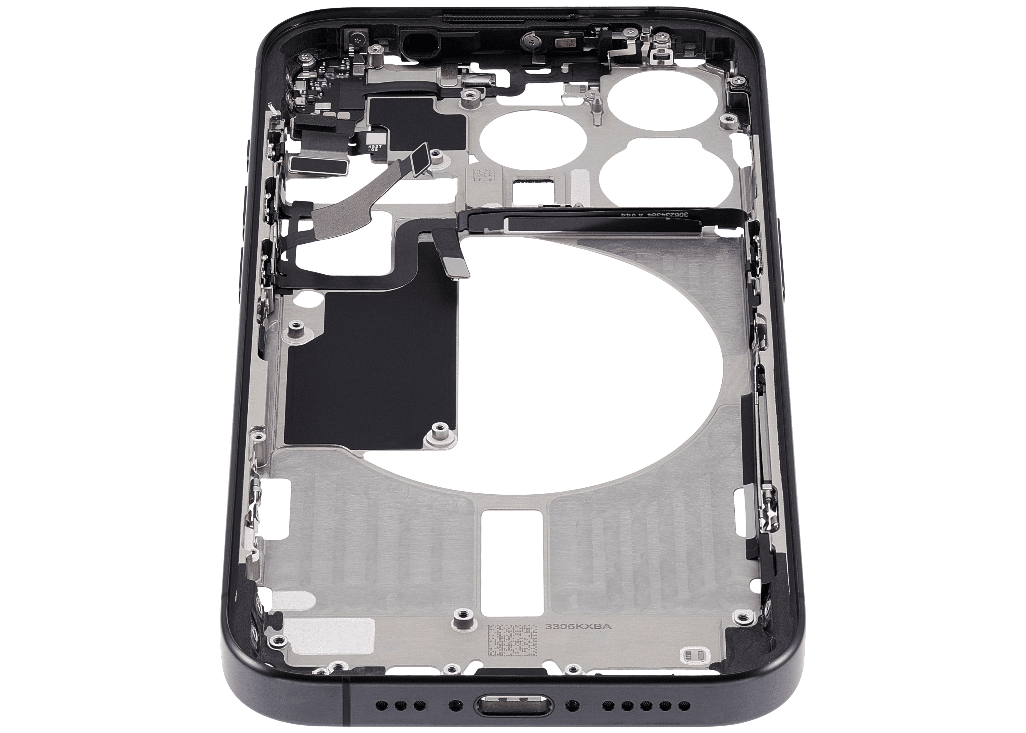 Mid-Frame Housing With Power And Volume Button Compatible For iPhone 15 Pro (US Version) (Used OEM Pull: Grade A) (Black Titanium)
