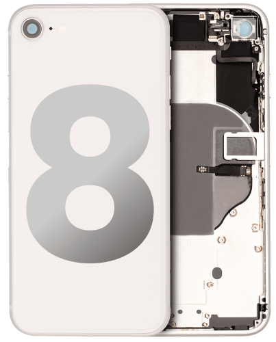 Back Housing W/ Small Components Pre-Installed Compatible For iPhone 8 (Used OEM Pull: Grade B) (Silver)