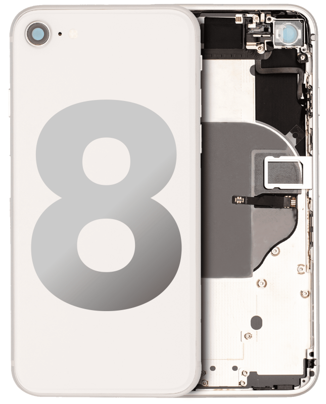 Back Housing W/ Small Components Pre-Installed Compatible For iPhone 8 (Used OEM Pull: Grade B) (Silver)