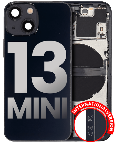 Back Housing W/ Small Components Pre-Installed Compatible For iPhone 13 Mini (International Version) (Used OEM Pull: Grade B) (Midnight)