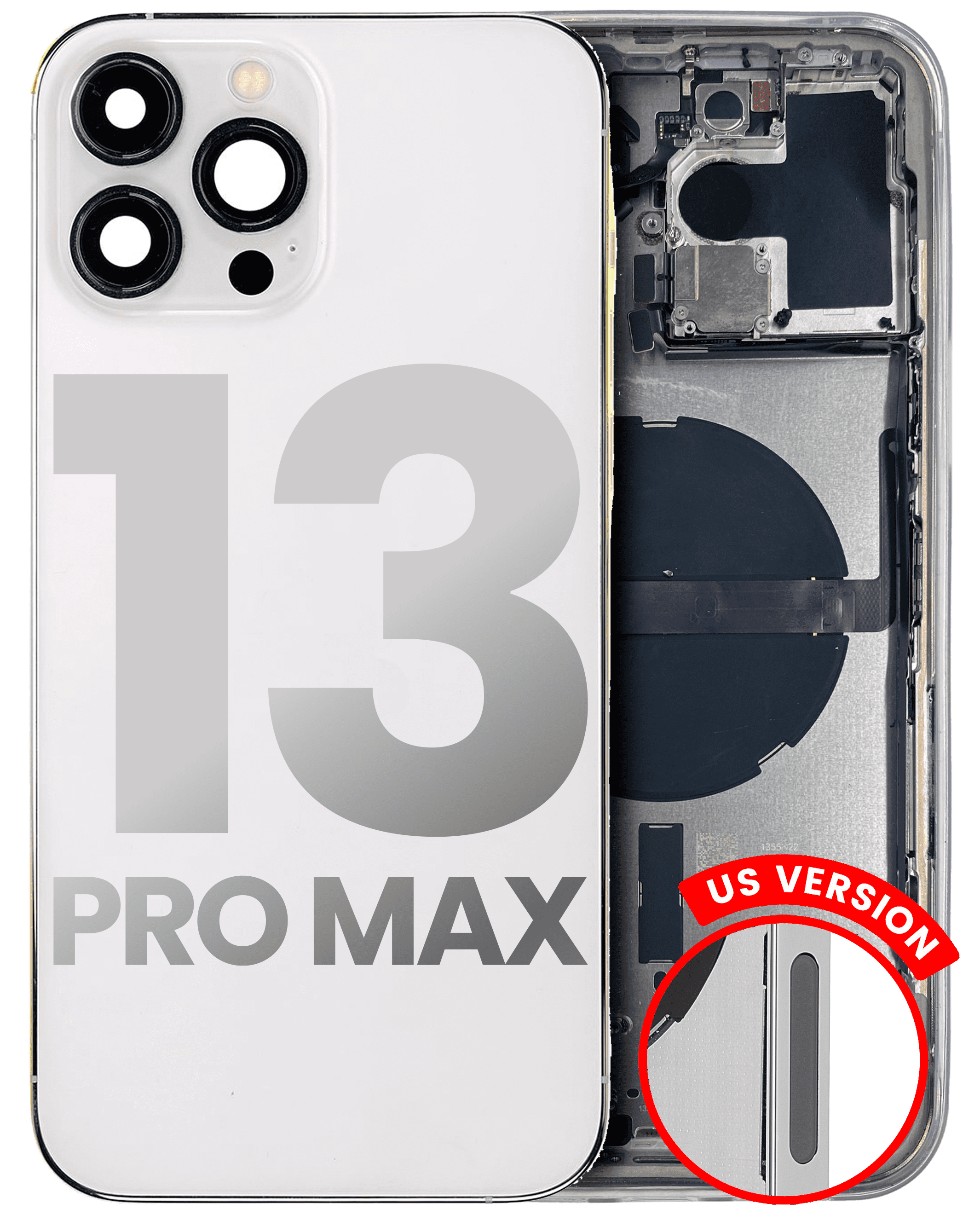 Back Housing W/ Small Components Pre-Installed Compatible For iPhone 13 Pro Max (US Version) (Used OEM Pull: Grade C) (Silver)