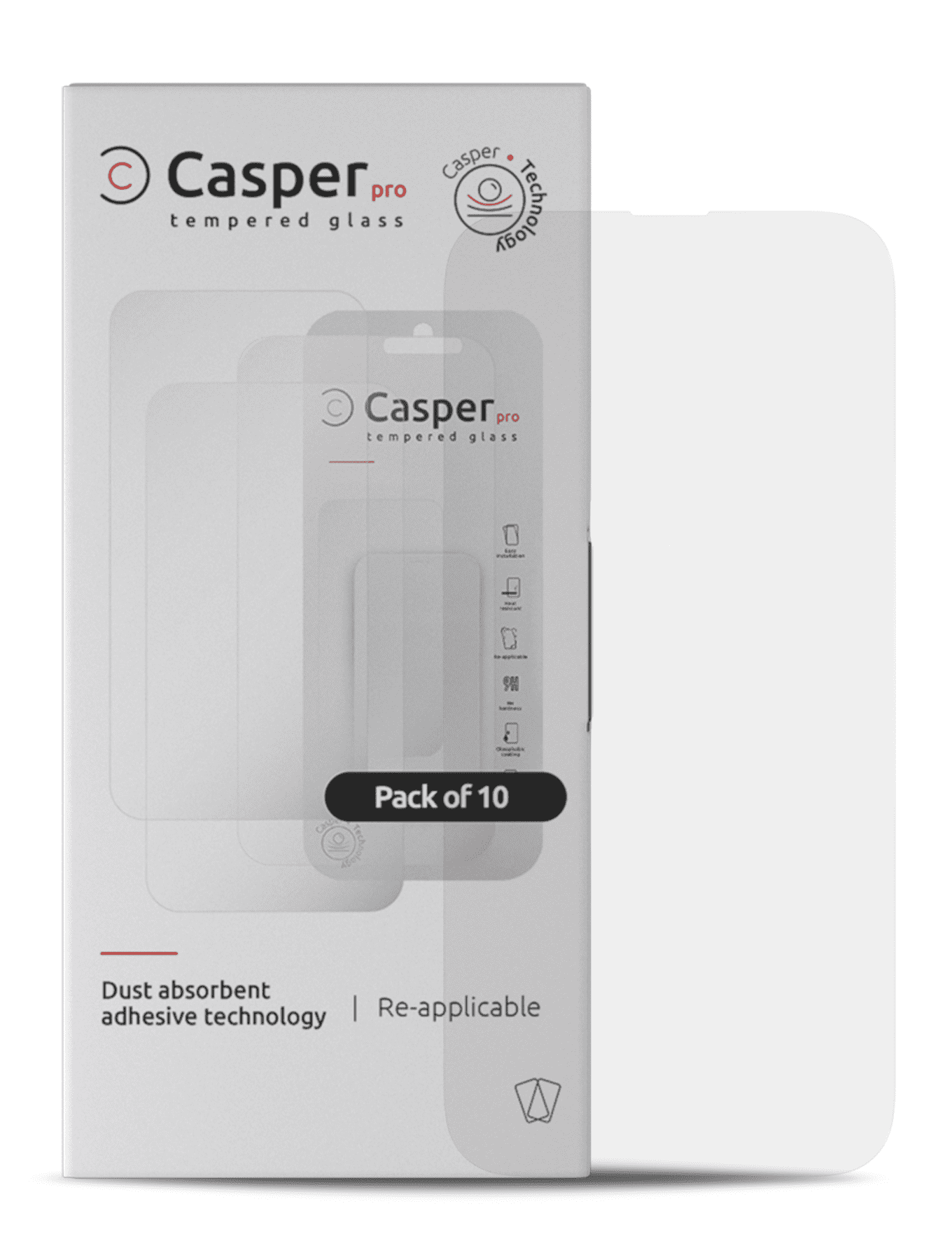 Casper Pro Tempered Glass Compatible For iPhone 14 Pro (10 Pack) (Clear)