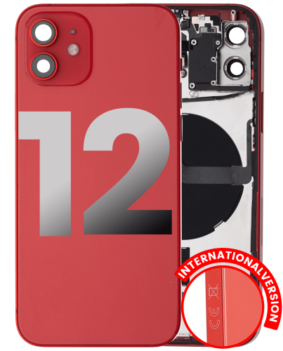 Back Housing W/ Small Components Pre-Installed Compatible For iPhone 12 (International Version) (Used OEM Pull: Grade A) (Red)