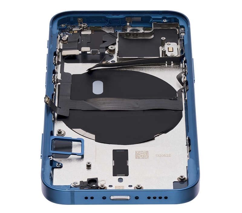 Back Housing W/ Small Components Pre-Installed Compatible For iPhone 13 Mini (International Version) (No Logo) (Aftermarket Plus) (Blue)
