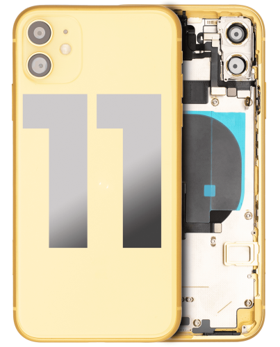 Back Housing W/ Small Components Pre-Installed Compatible For iPhone 11 (Used OEM Pull: Grade C) (Yellow)