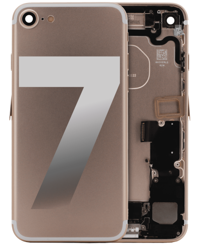 Back Housing W/ Small Components Pre-Installed Compatible For iPhone 7 (Used OEM Pull: Grade A) (Gold)