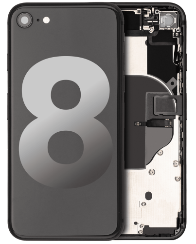 Back Housing W/ Small Components Pre-Installed Compatible For iPhone 8 (Used OEM Pull: Grade A) (Space Gray)