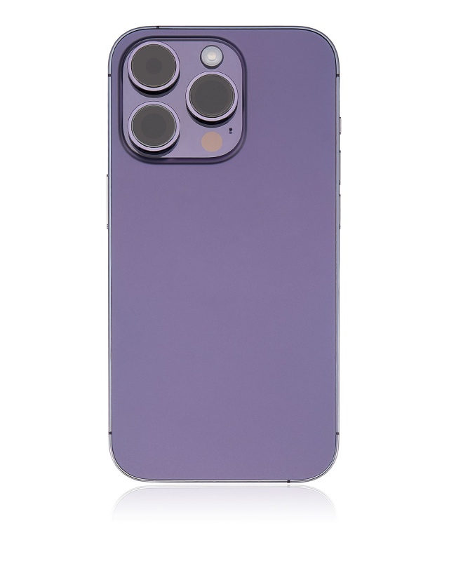 Back Housing W/ Small Pre-Installed Compatible For iPhone 14 Pro (U.S Version) (Used OEM Pull: Grade A) (Deep Purple)
