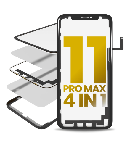 4 in 1 With Frame Included (Front Glass + OCA + Long Touch + OCA Pre-Installed) Compatible For iPhone 11 Pro Max (OCA Master)