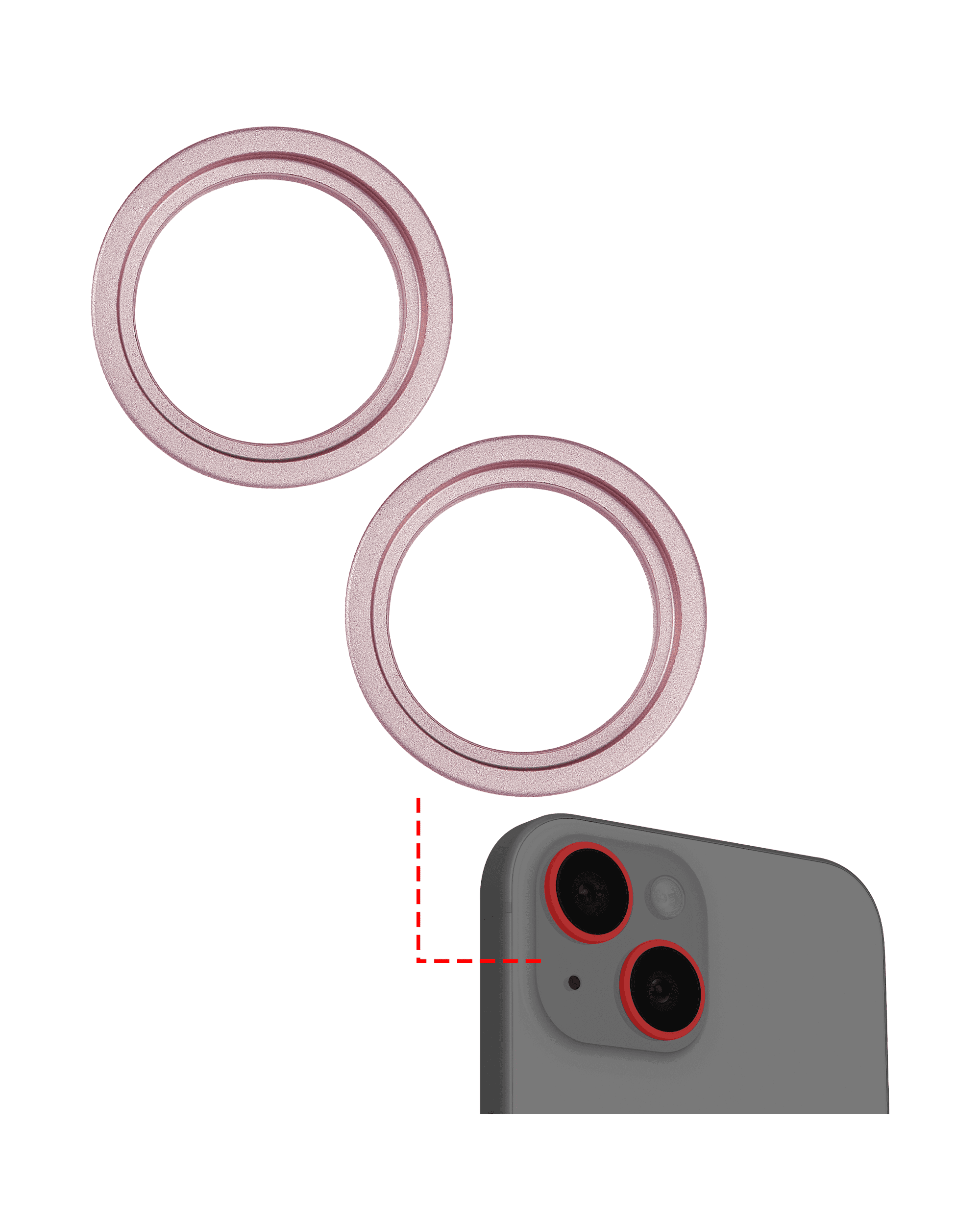 Back Camera Bezel Ring Only Compatible For iPhone 15 / 15 Plus (Pink) (2 Piece Set)