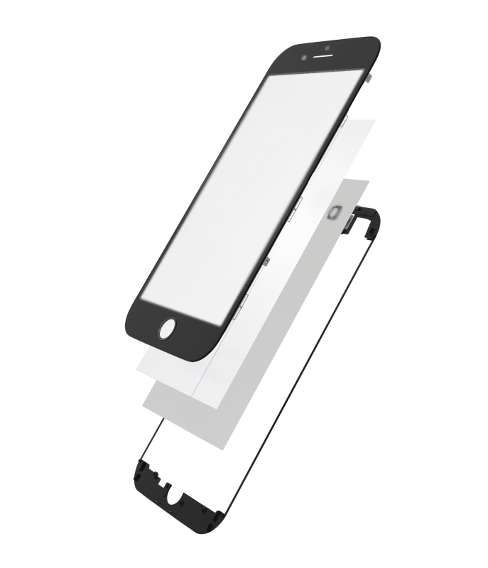 4 in 1 (Front Glass + Frame + Polarizer + OCA Pre-Installed) Compatible For iPhone 8 (2 Pack) (Black)