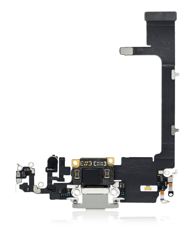 Charging Port Flex Cable With Board Compatible For iPhone 11 Pro (Premium) (Silver)