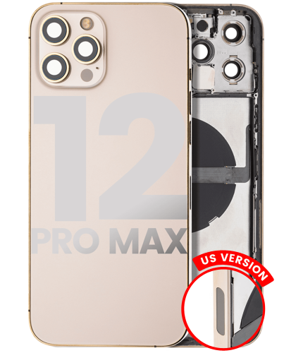 Back Housing W/ Small Components Pre-Installed Compatible For iPhone 12 Pro Max (US Version) (Used OEM Pull: Grade C) (Gold)