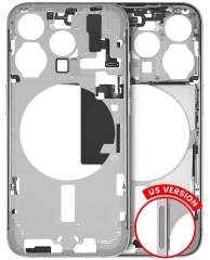 Mid-Frame Housing With Power And Volume Button Compatible For iPhone 15 Pro (US Version) (Used OEM Pull: Grade C) (White Titanium)