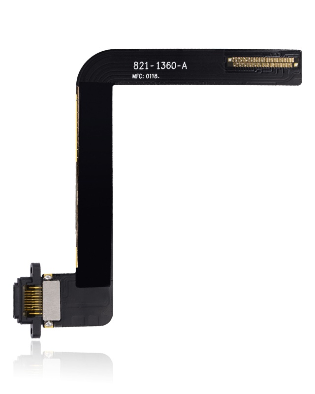 Charging Port Flex Cable Compatible For iPad Air 1 / iPad 5 (2017) / iPad 6 (2018) (Soldering Required) (Aftermarket Plus) (Black)
